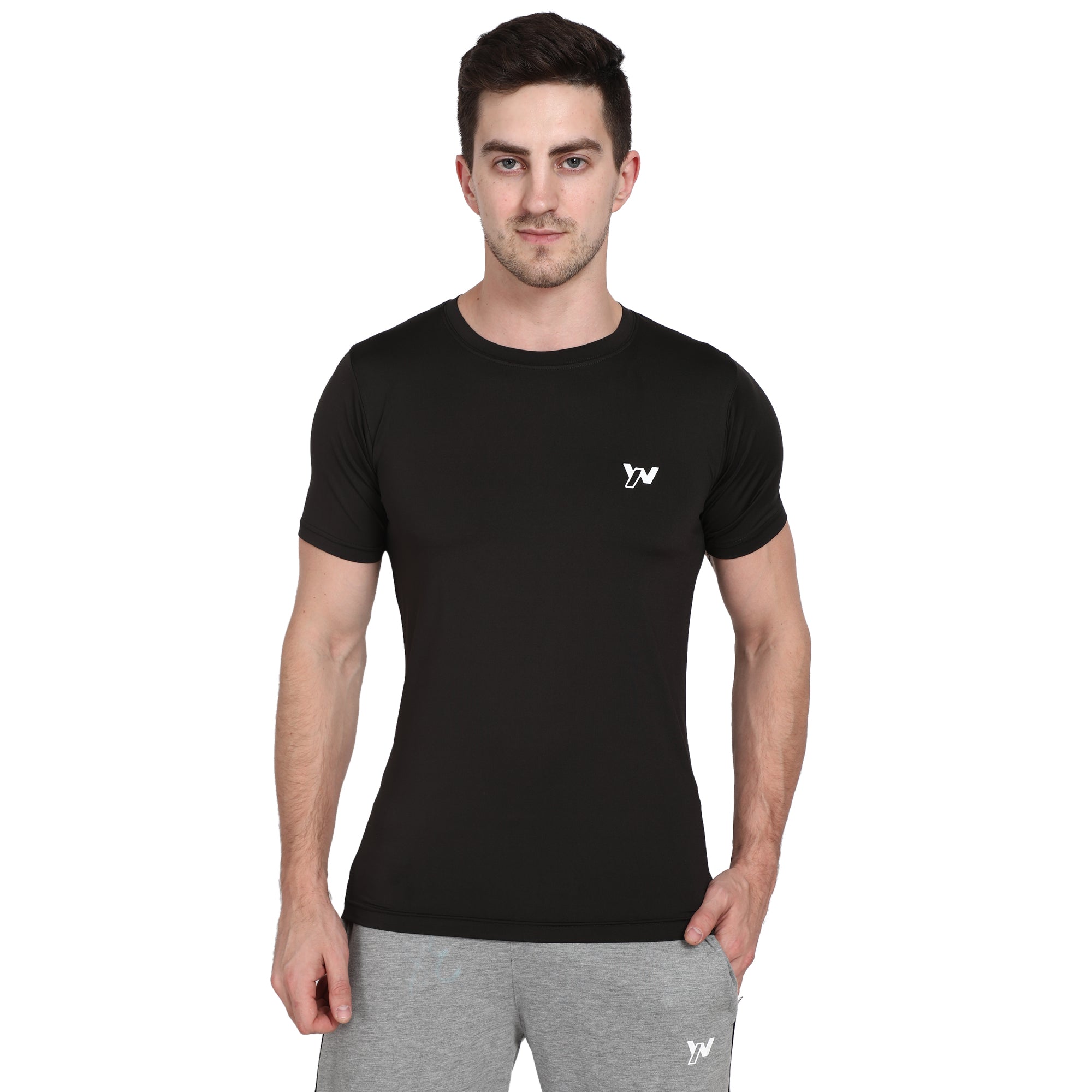 Mens black lycra t shirt deals