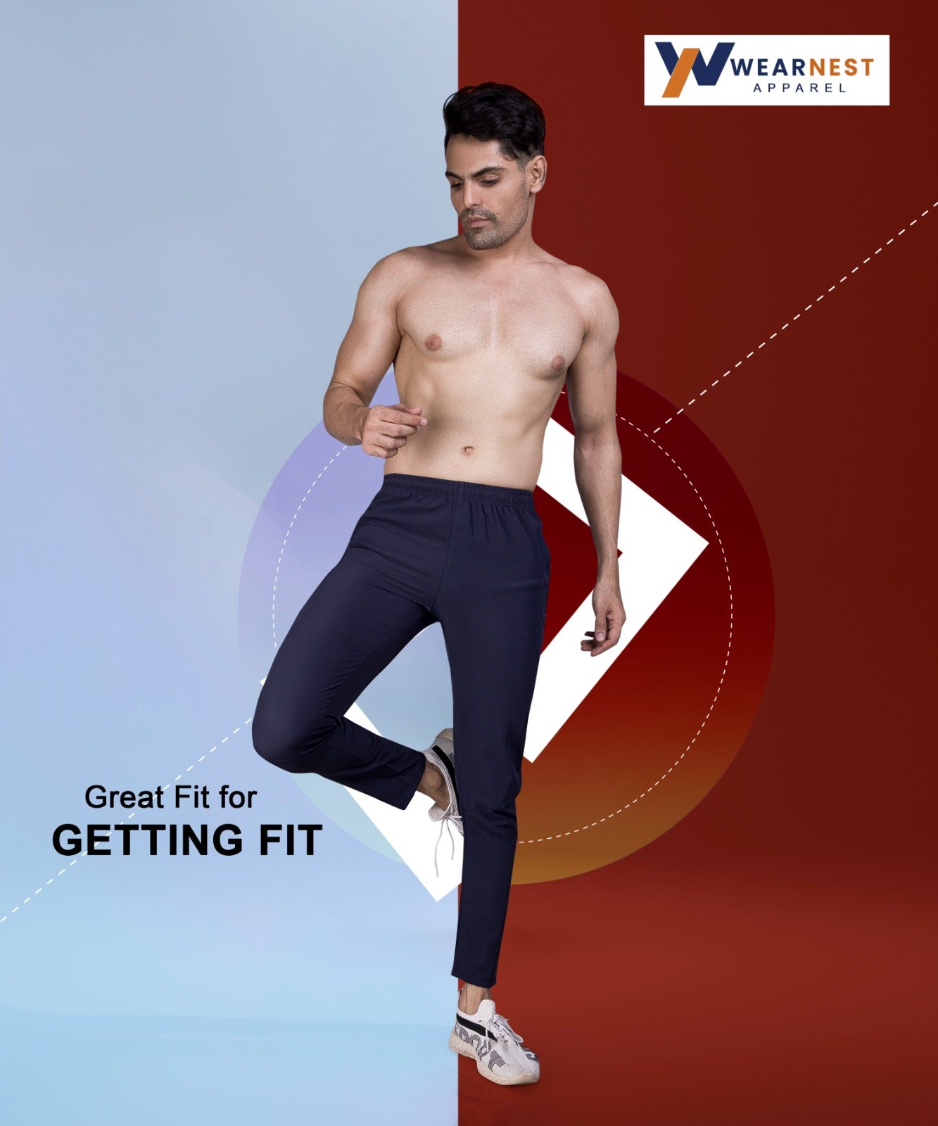 Stylish Laser Cut Track Pants- Navy Blue