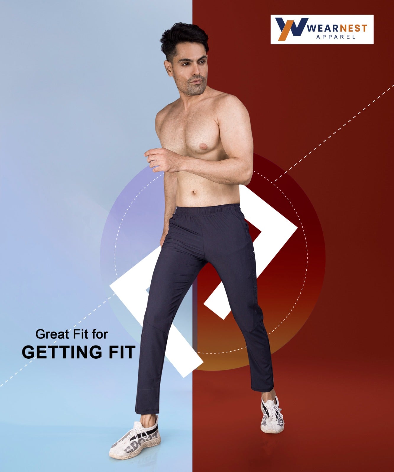 Stylish Laser Cut Track Pants- Navy Blue
