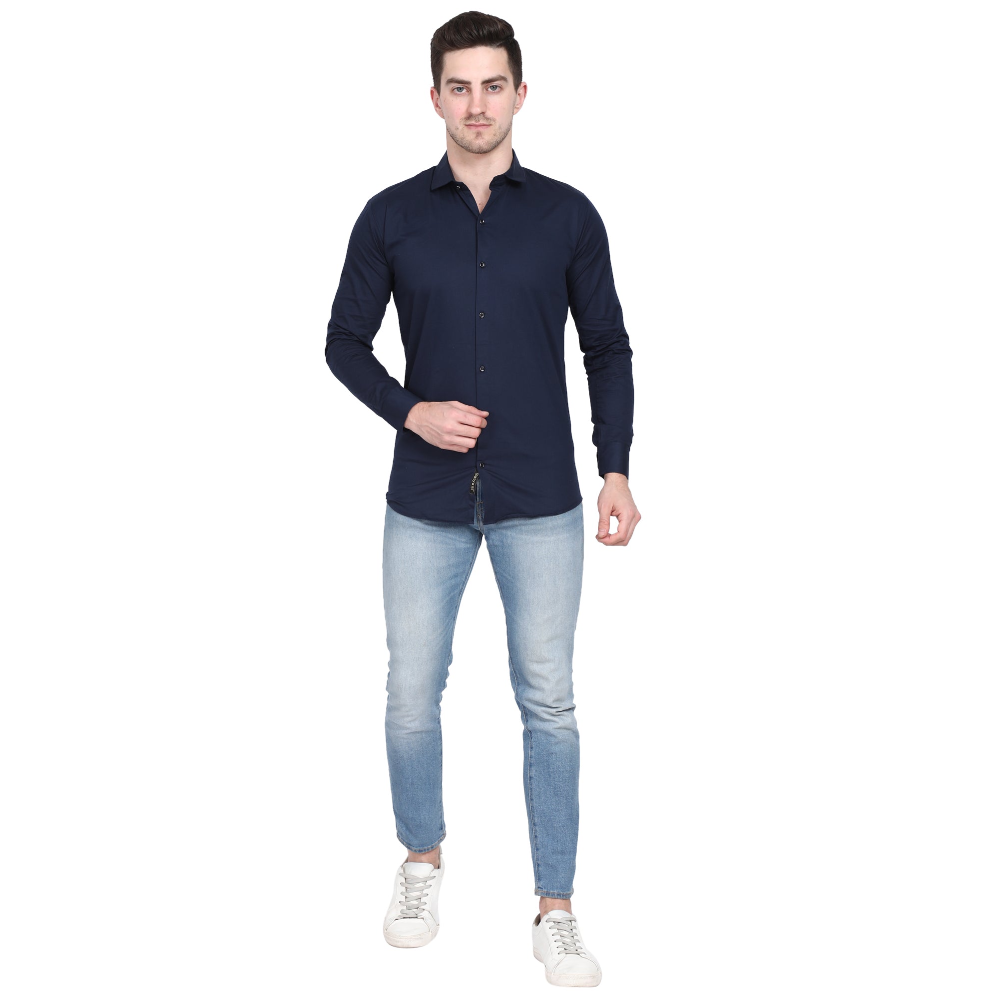 Men Casual Cotton Shirts - Dark Blue Colour