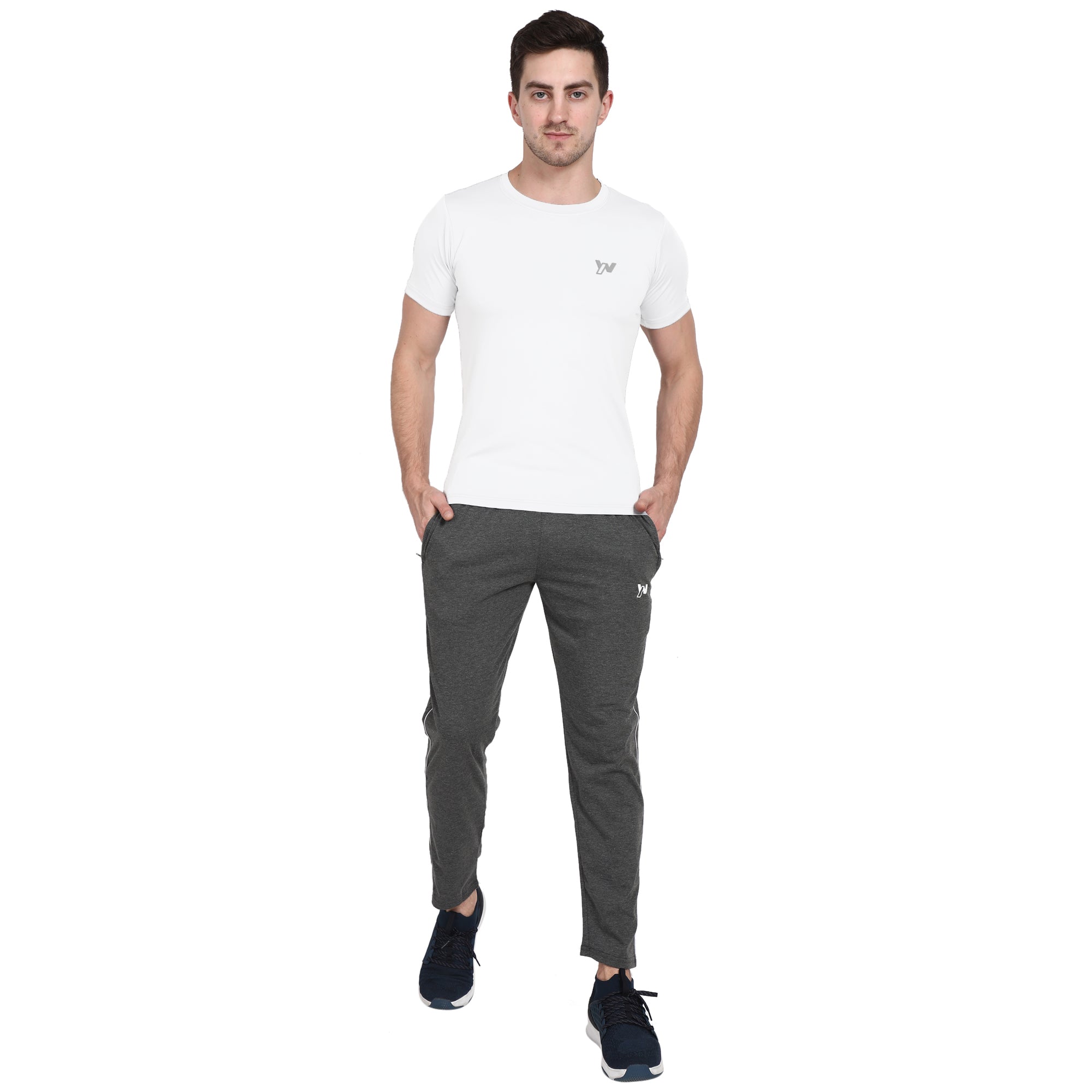 Men Solid Round Neck Half Sleeve DryFit T-shirt | Four Way Lycra Stretch | Dry fit | White Colour
