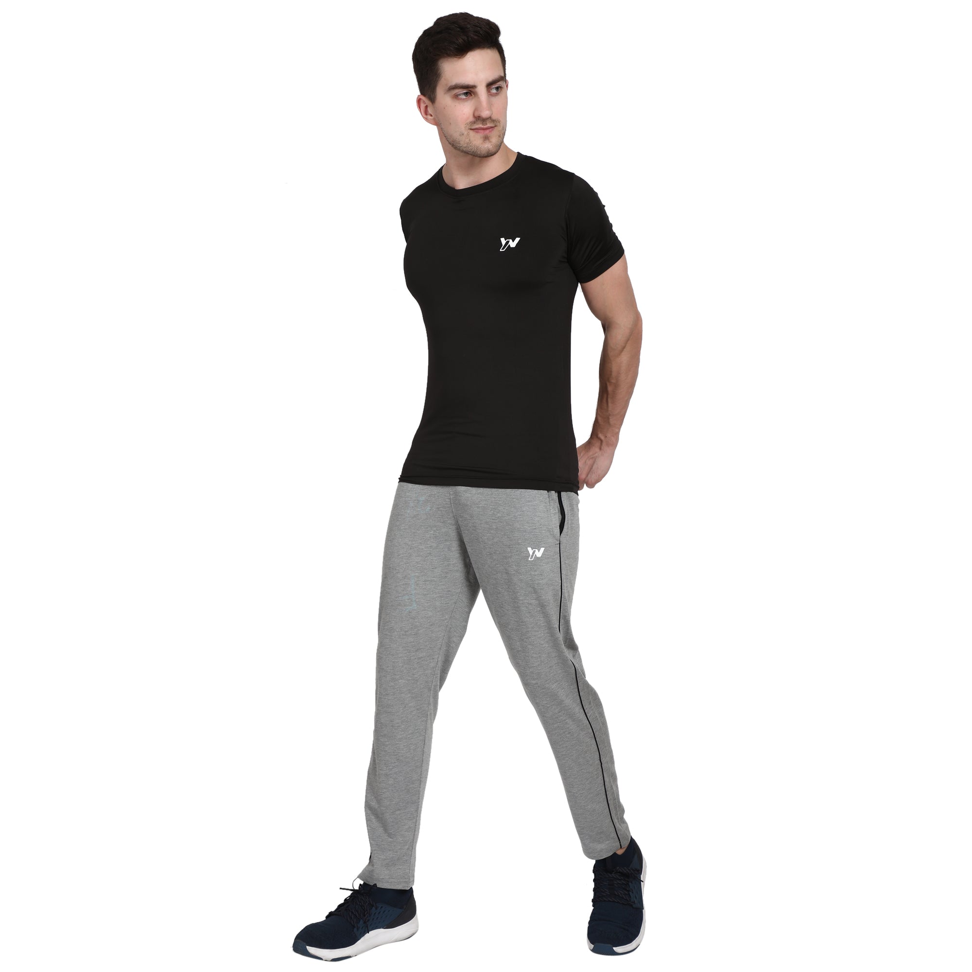 Men Cotton Straight Track Pants | Grey Colour