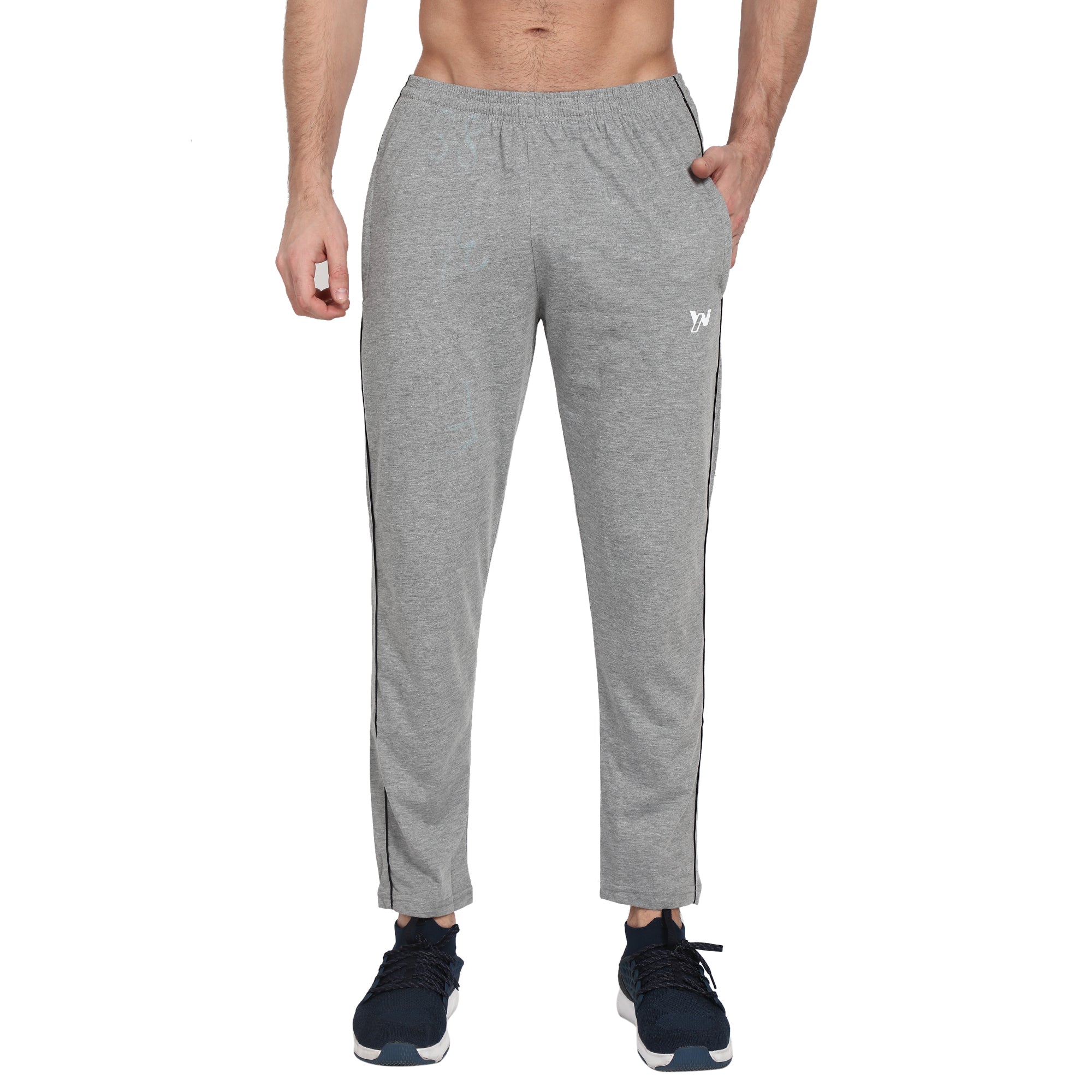 Men Cotton Straight Track Pants Grey Colour - Main Image