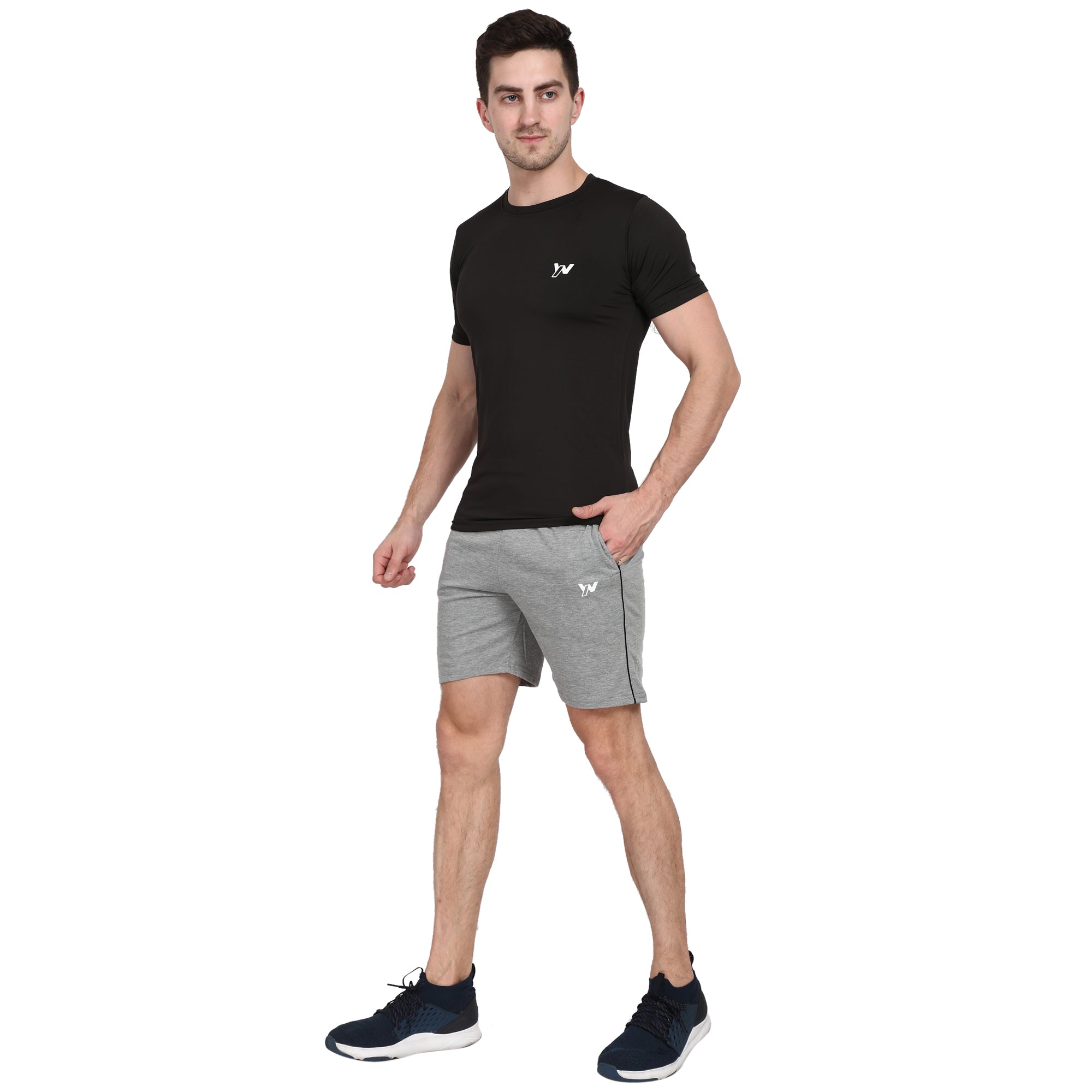 Men Heathered Shorts with insert pocket | Light Grey Colour