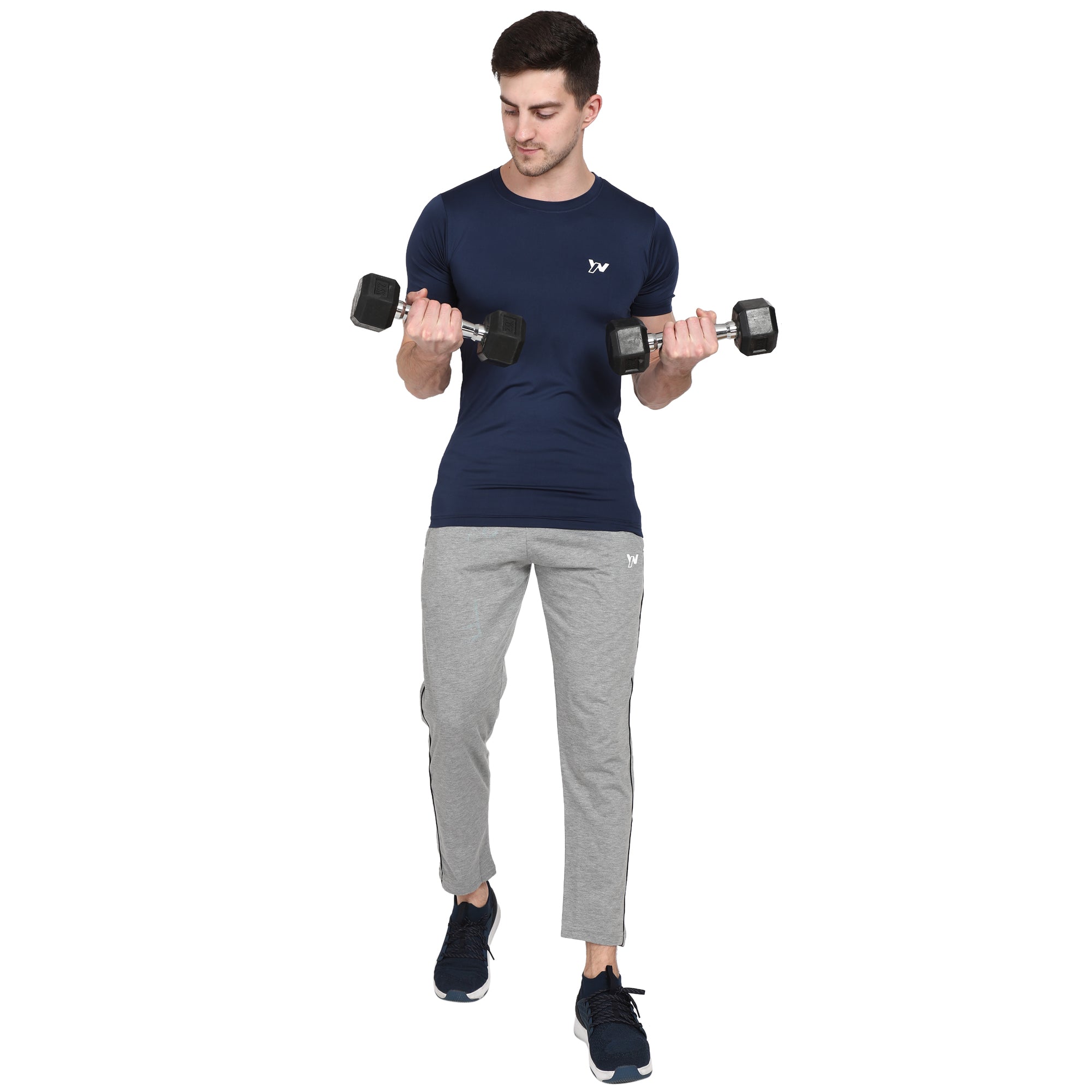 Men Solid Round Neck Half Sleeve DryFit T-shirt | Four Way Lycra Stretch | Dry fit | Dark Blue Colour