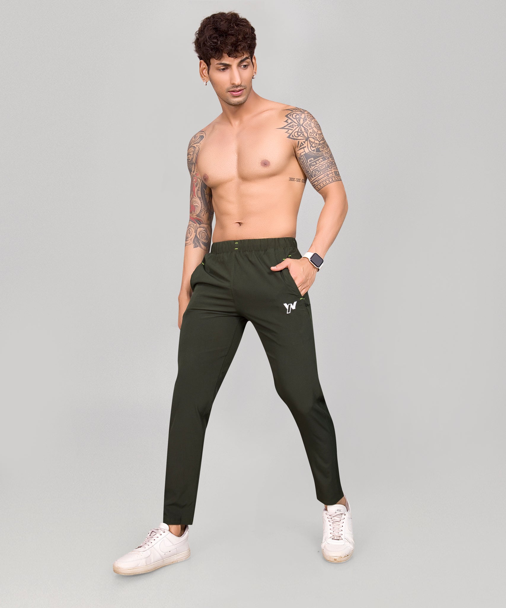 Cargo Track Pants With 5 Smart Pockets- Green