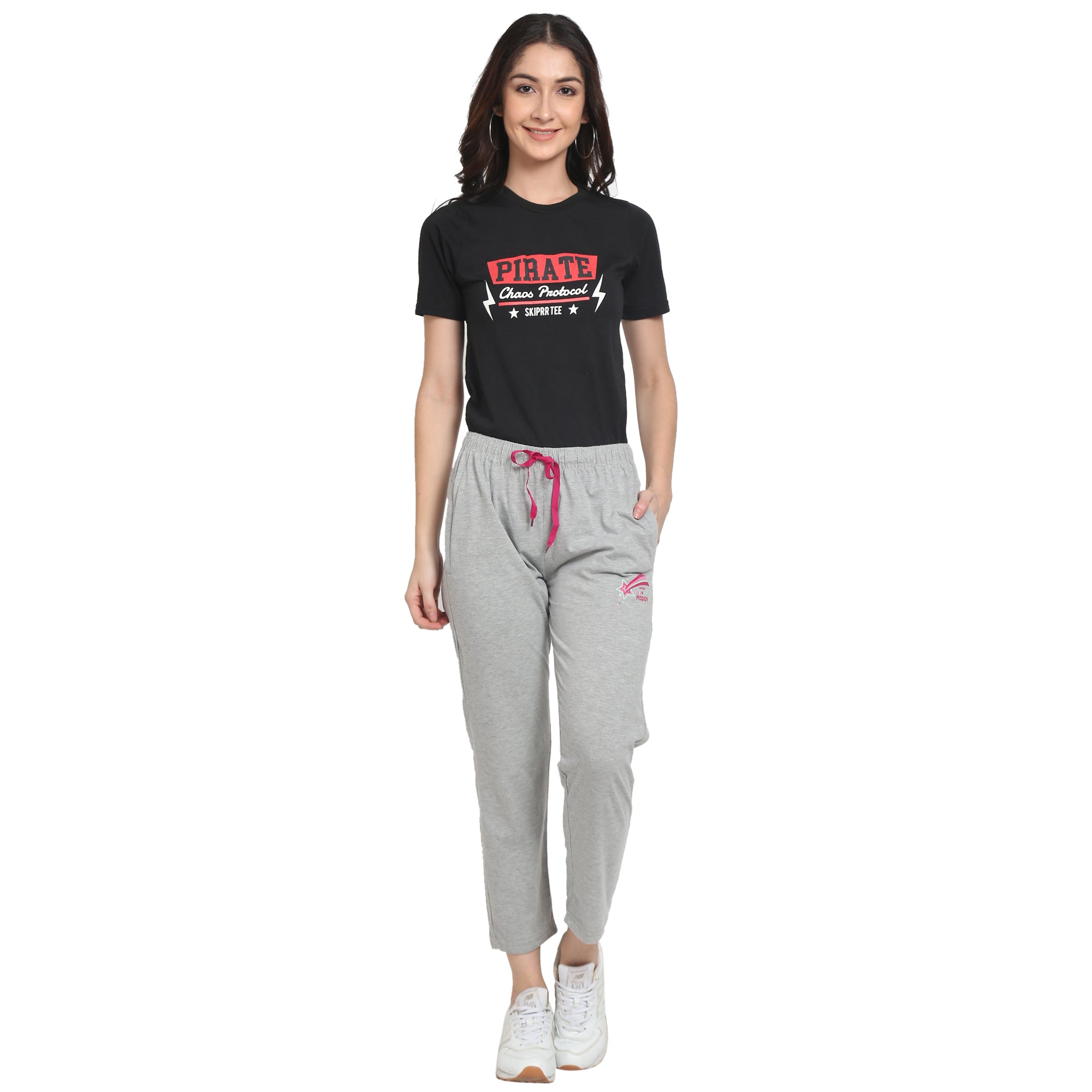 Women Lounge Plain Pants with chain pockets | Grey Colour