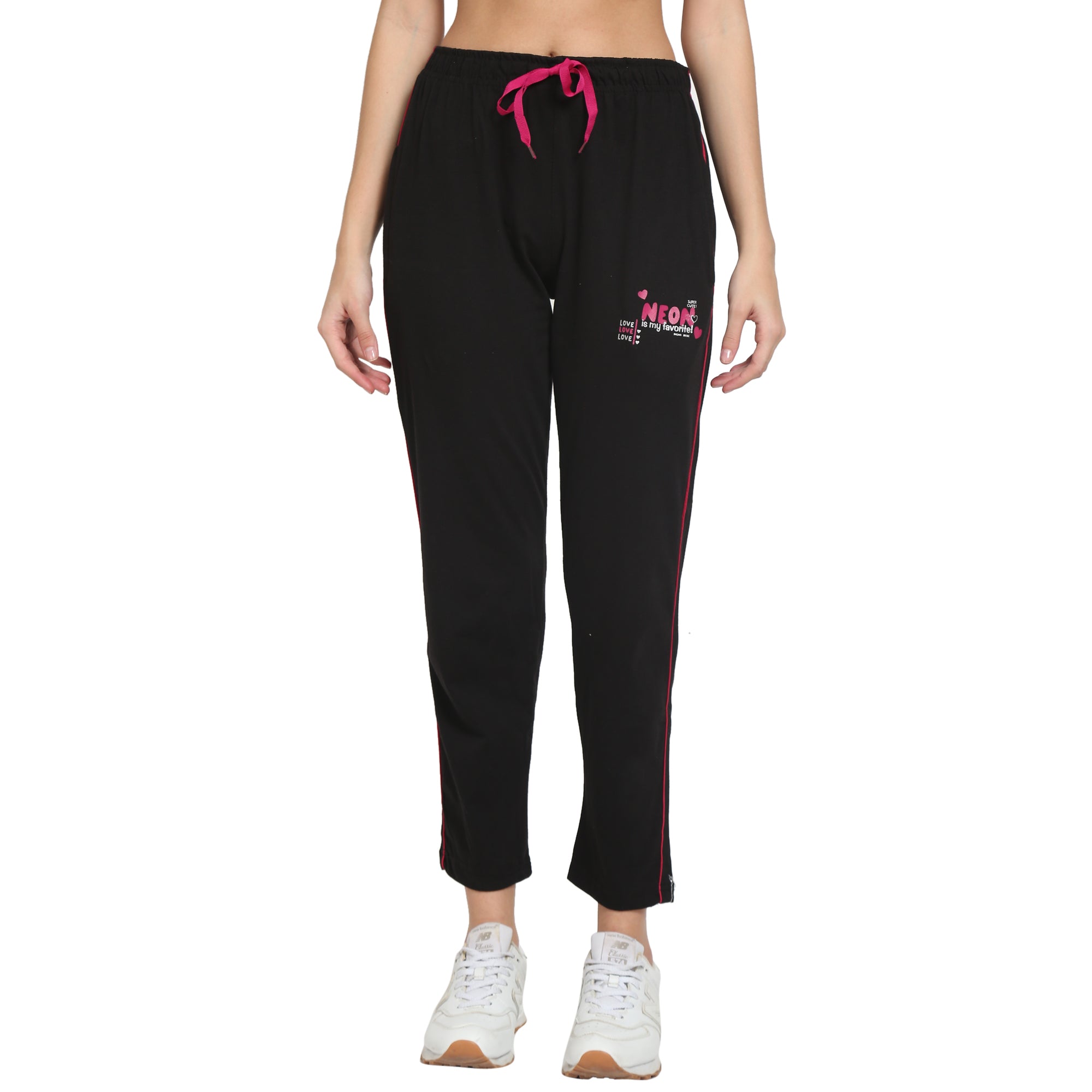 Women Lounge Plain Pants with chain pockets | Black Colour