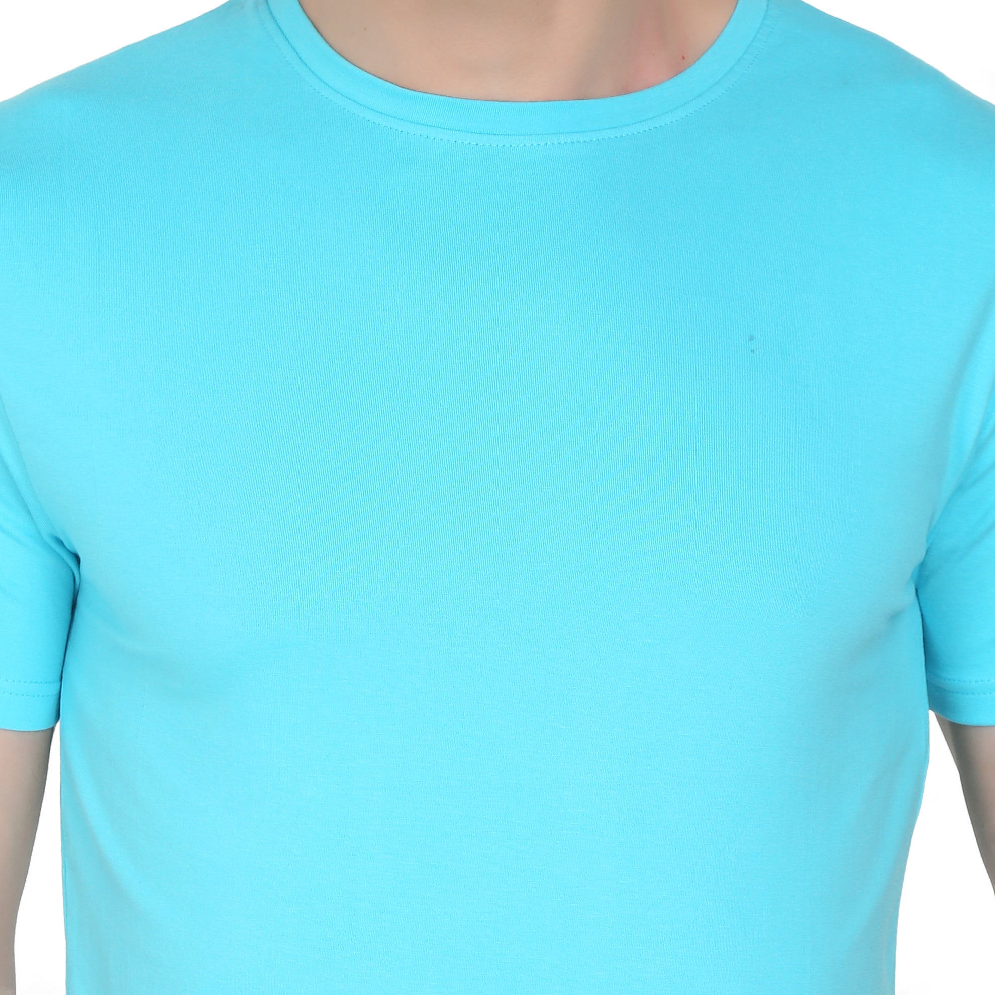 Men Four Way Stretch Cotton Plain T-shirt - Sky Blue Colour
