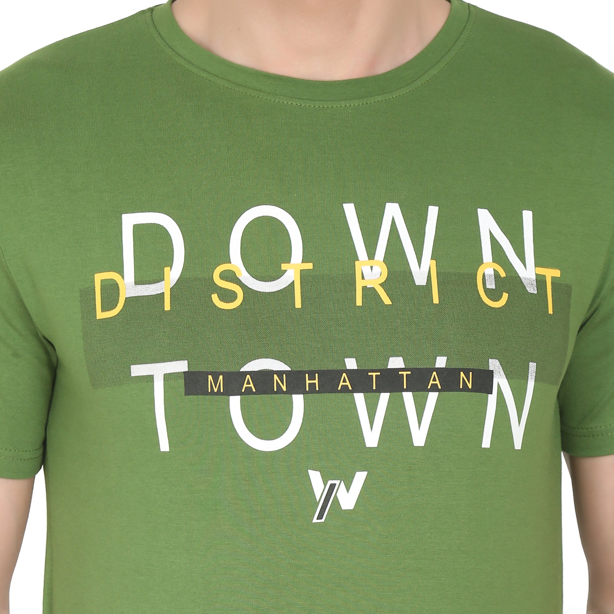 Men Four Way Stretch Cool Cotton Printed T-shirt - Green Colour