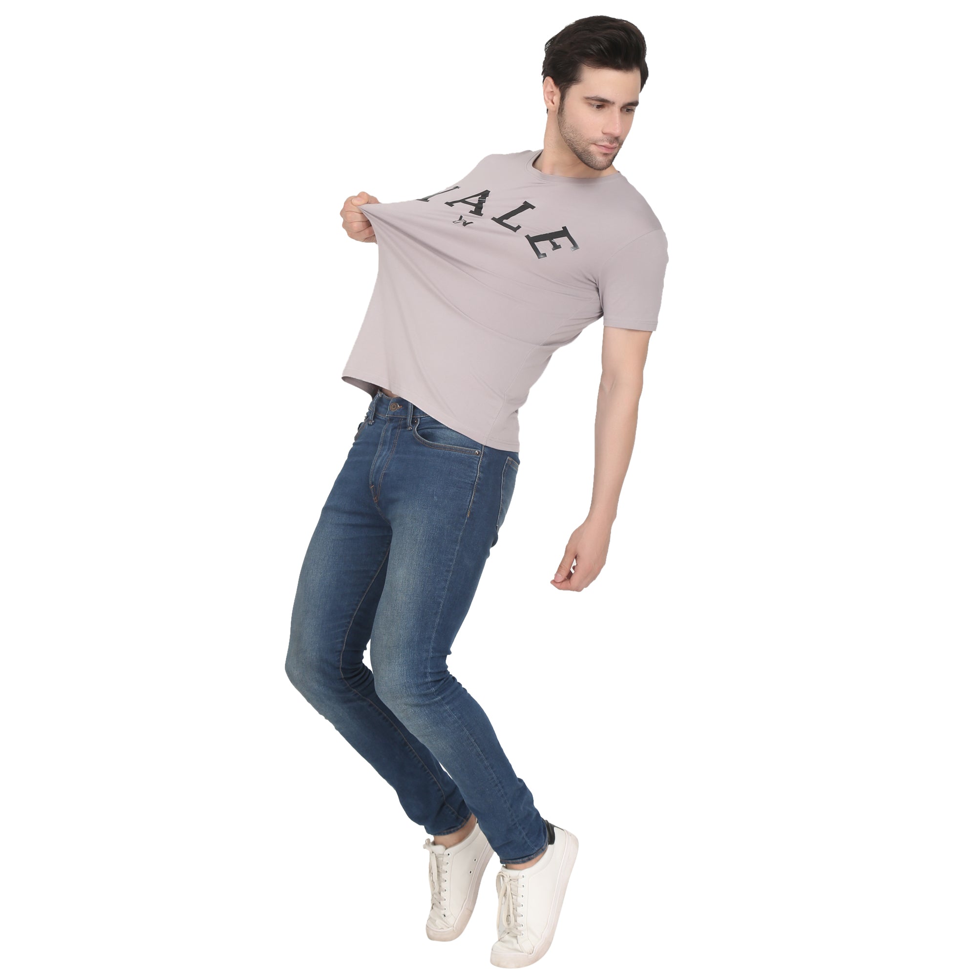 Men Four Way Stretch Cool Cotton Printed T-shirt - Light Brown Colour