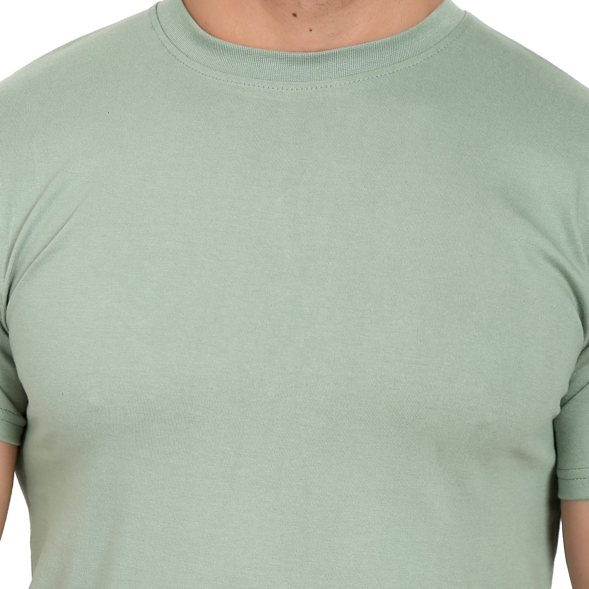 Men Crew Neck Cotton T-Shirts - Half Sleeves, Olive Colour
