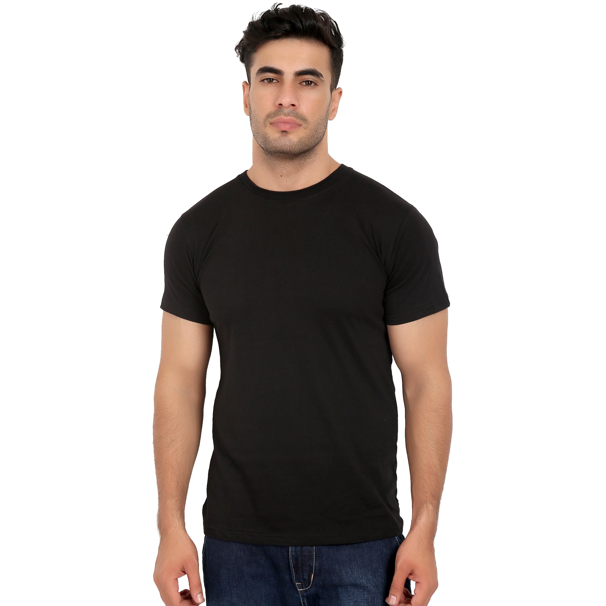 Combo Offer - Men Crew Neck Cotton T-Shirts - Half Sleeves - 3 Colors - Black, Red & White