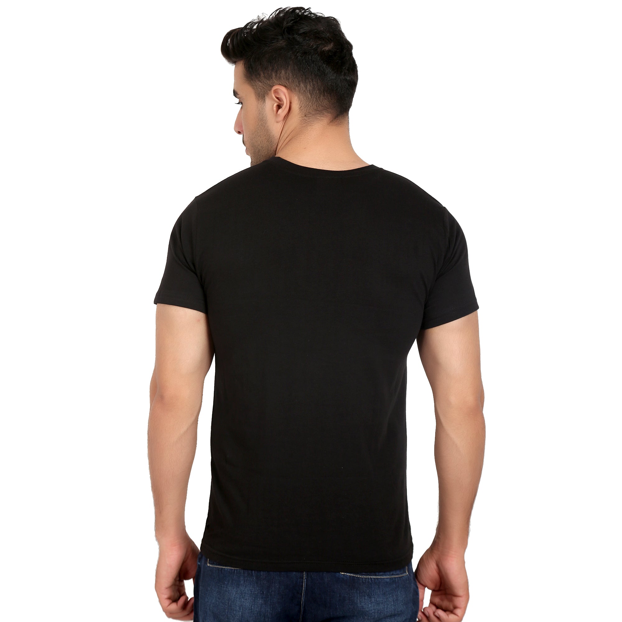 Combo Offer - Men Crew Neck Cotton T-Shirts - Half Sleeves - 3 Colors - Black, Yellow & White