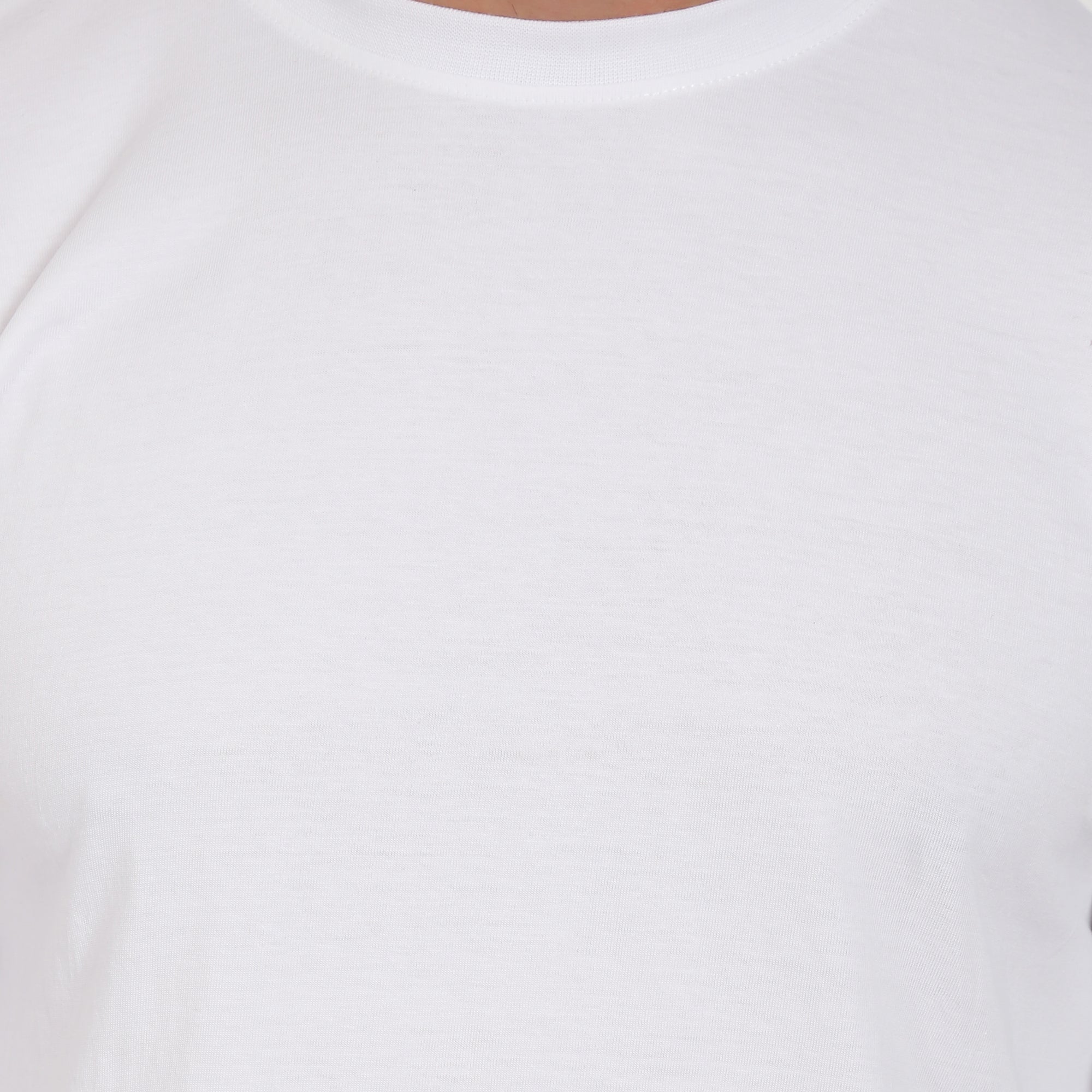 Men Crew Neck Cotton T-Shirts - Full Sleeves, White Colour