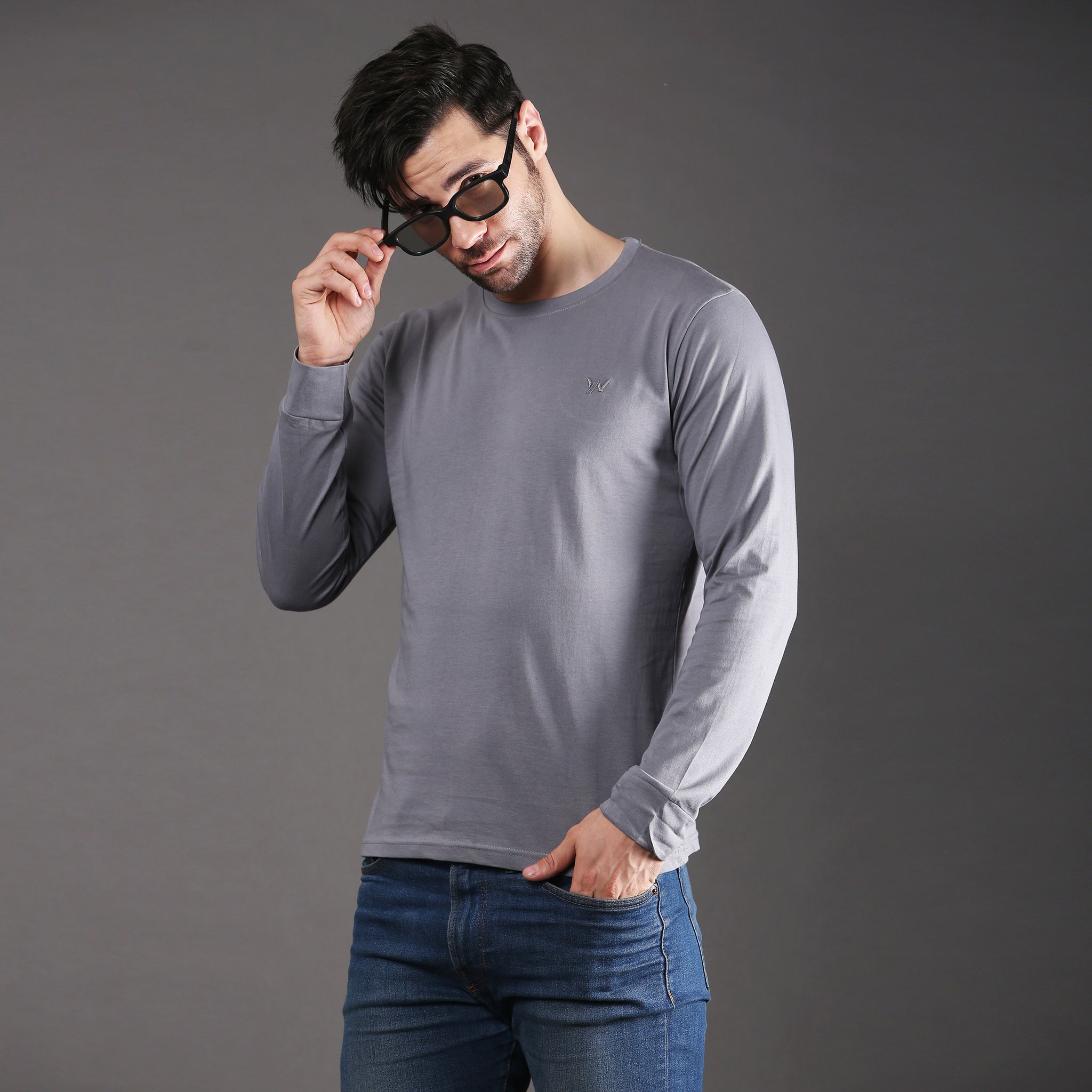 Solid full sleeve cotton tshirt