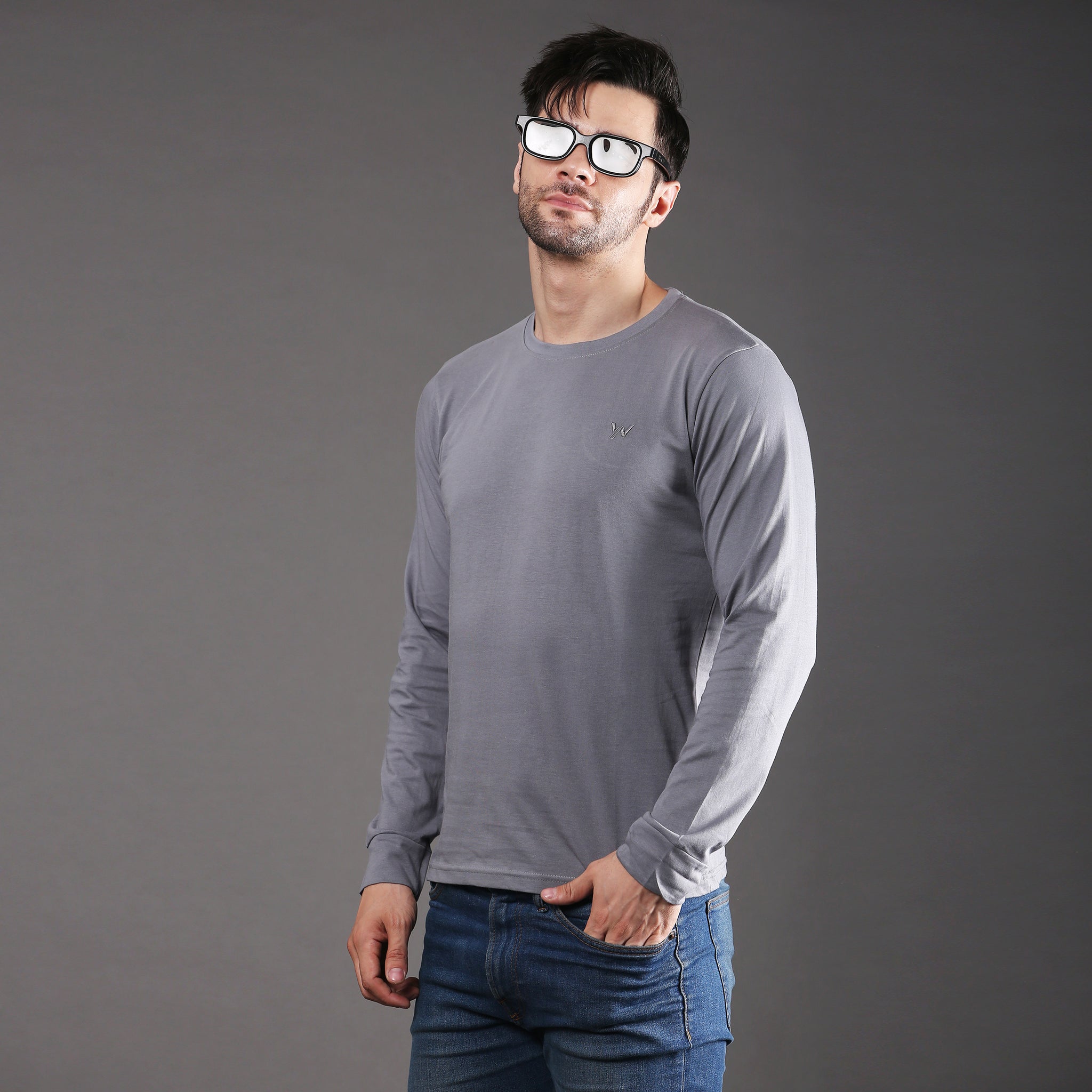 Solid full sleeve cotton tshirt