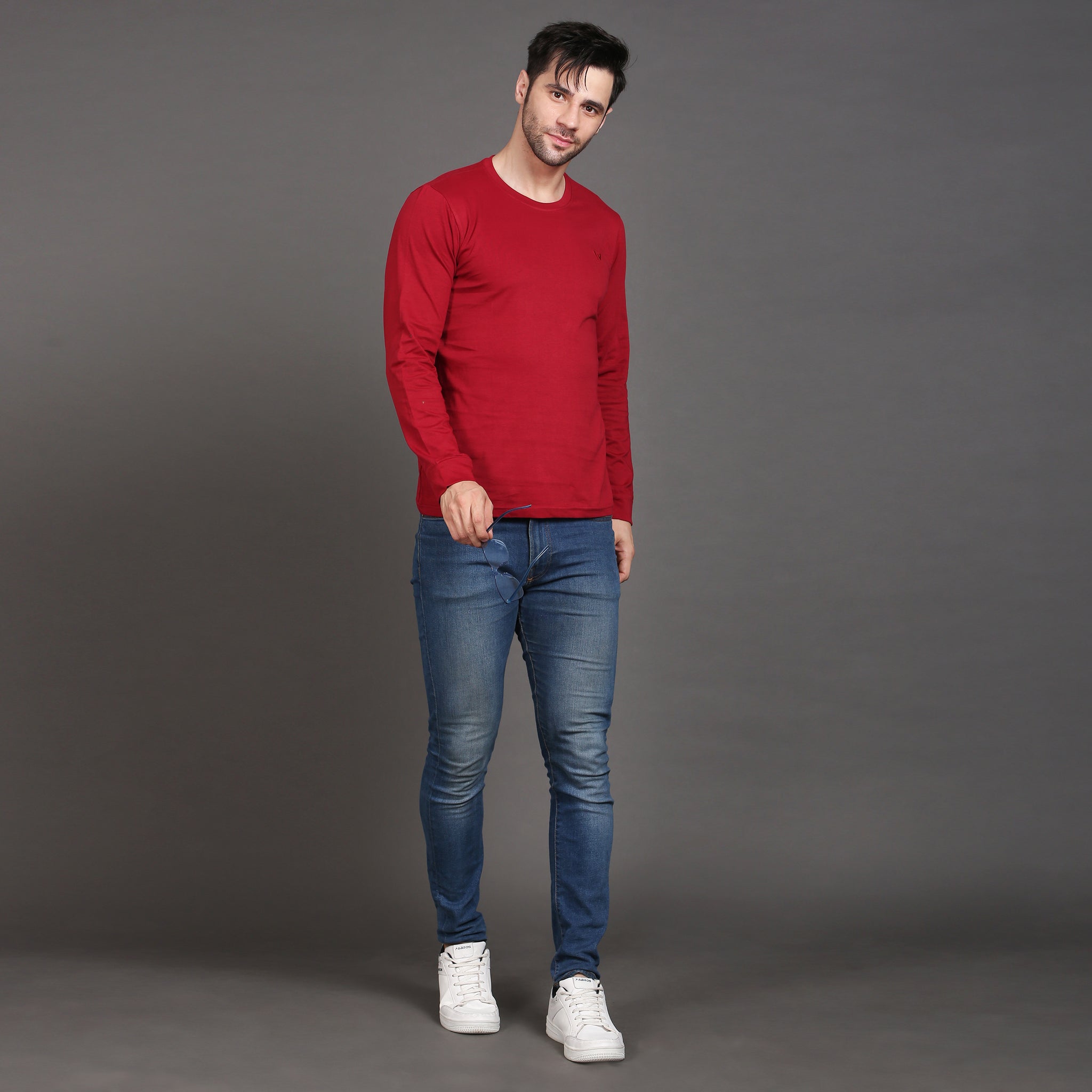 Solid full sleeve cotton tshirt