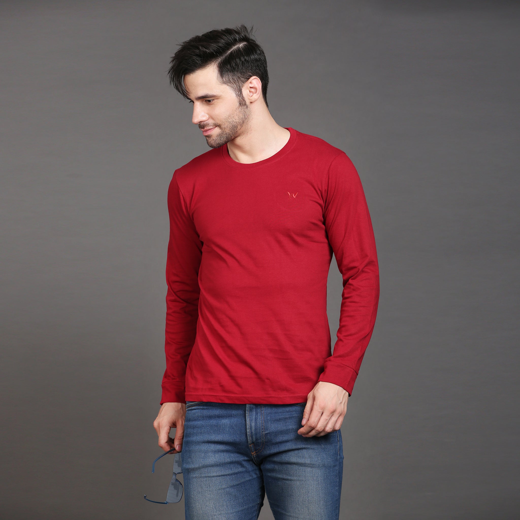 Solid full sleeve cotton tshirt