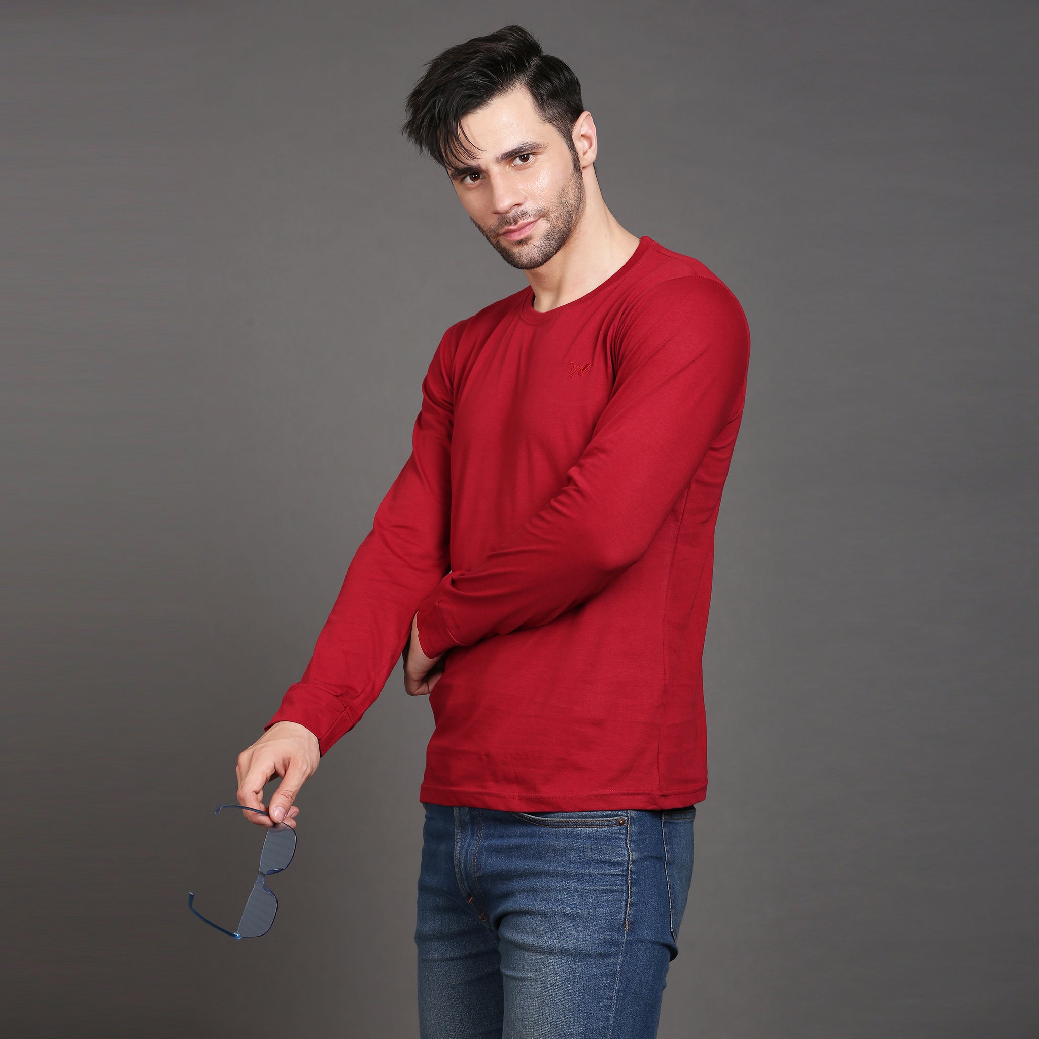 Solid full sleeve cotton tshirt