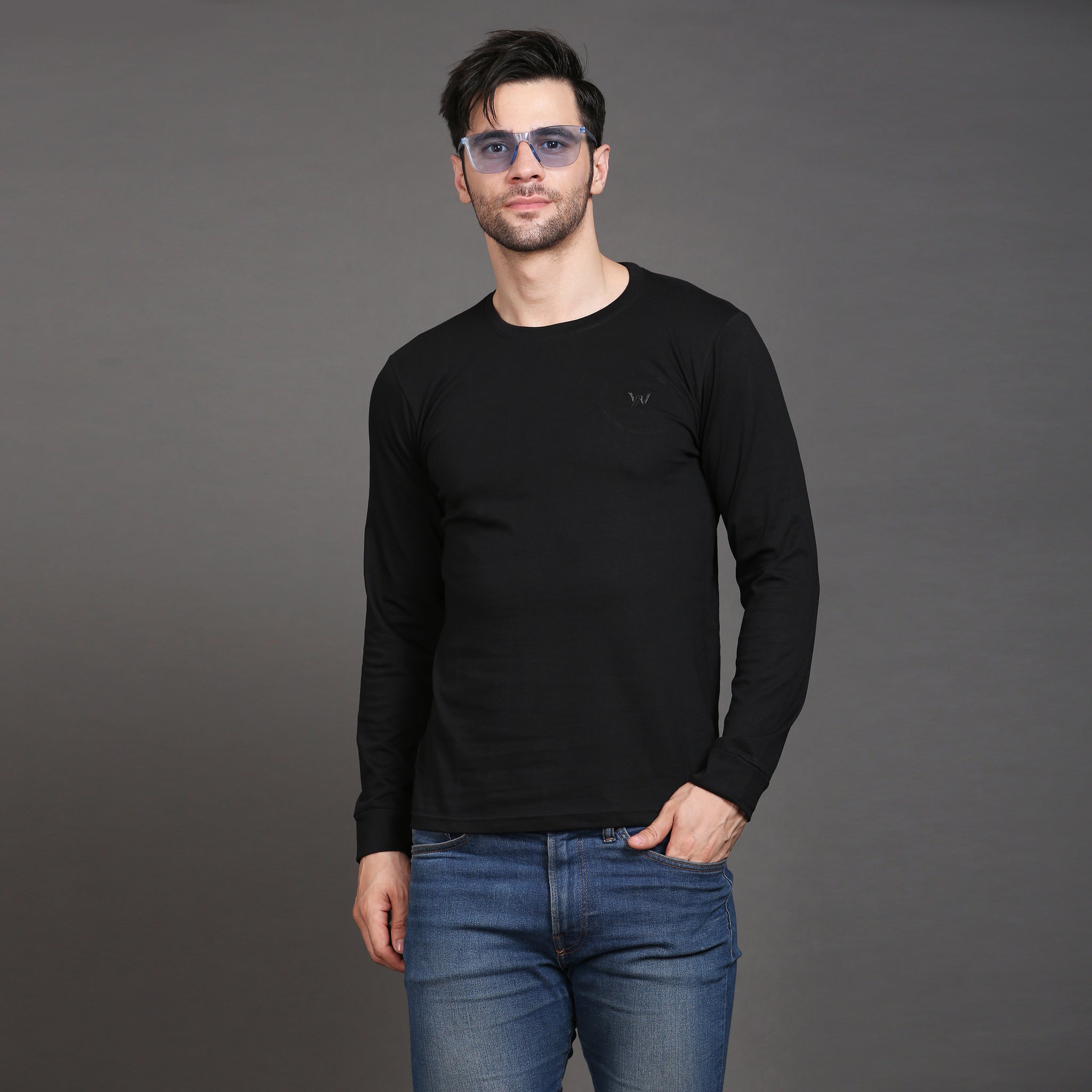 Solid full sleeve cotton tshirt