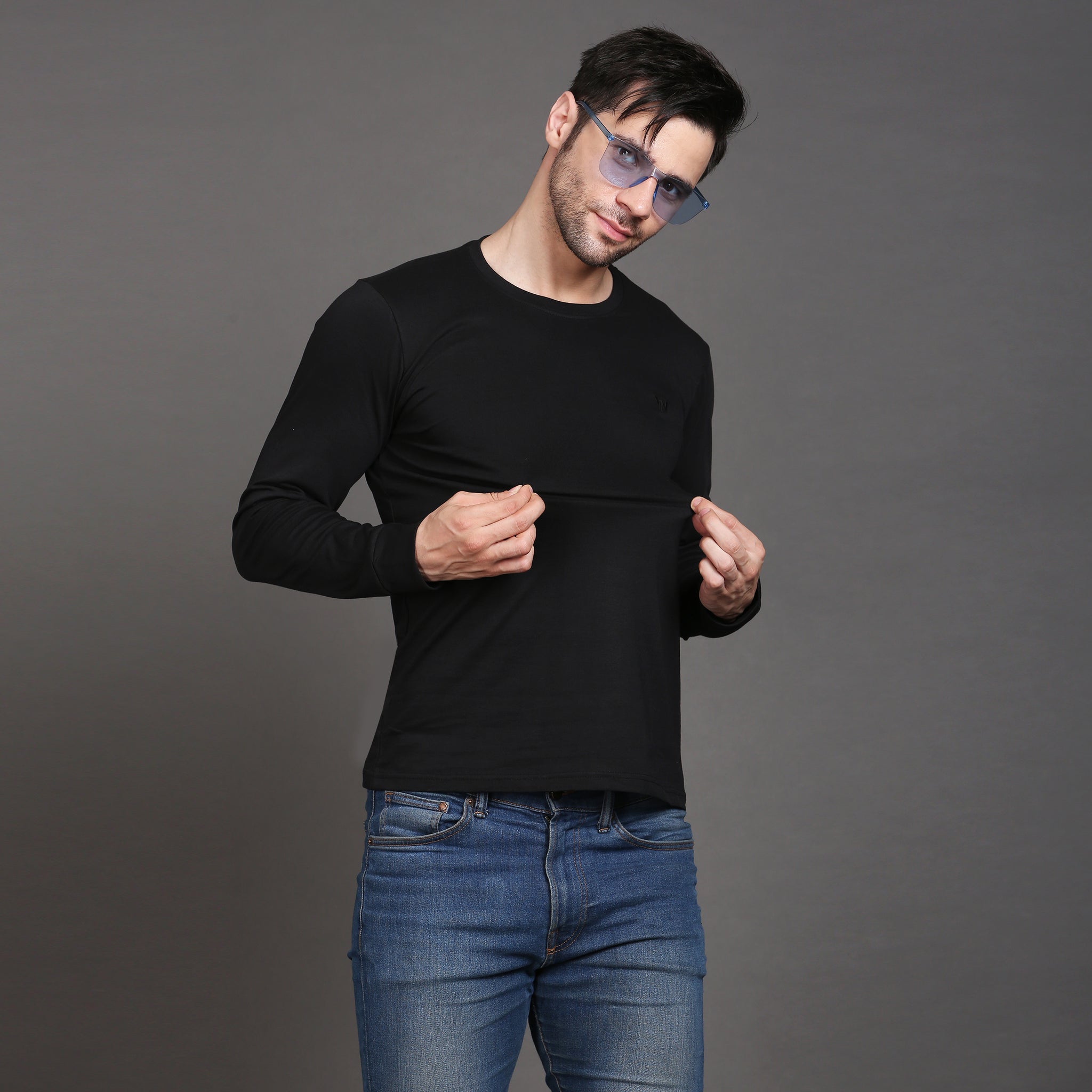 Solid full sleeve cotton tshirt