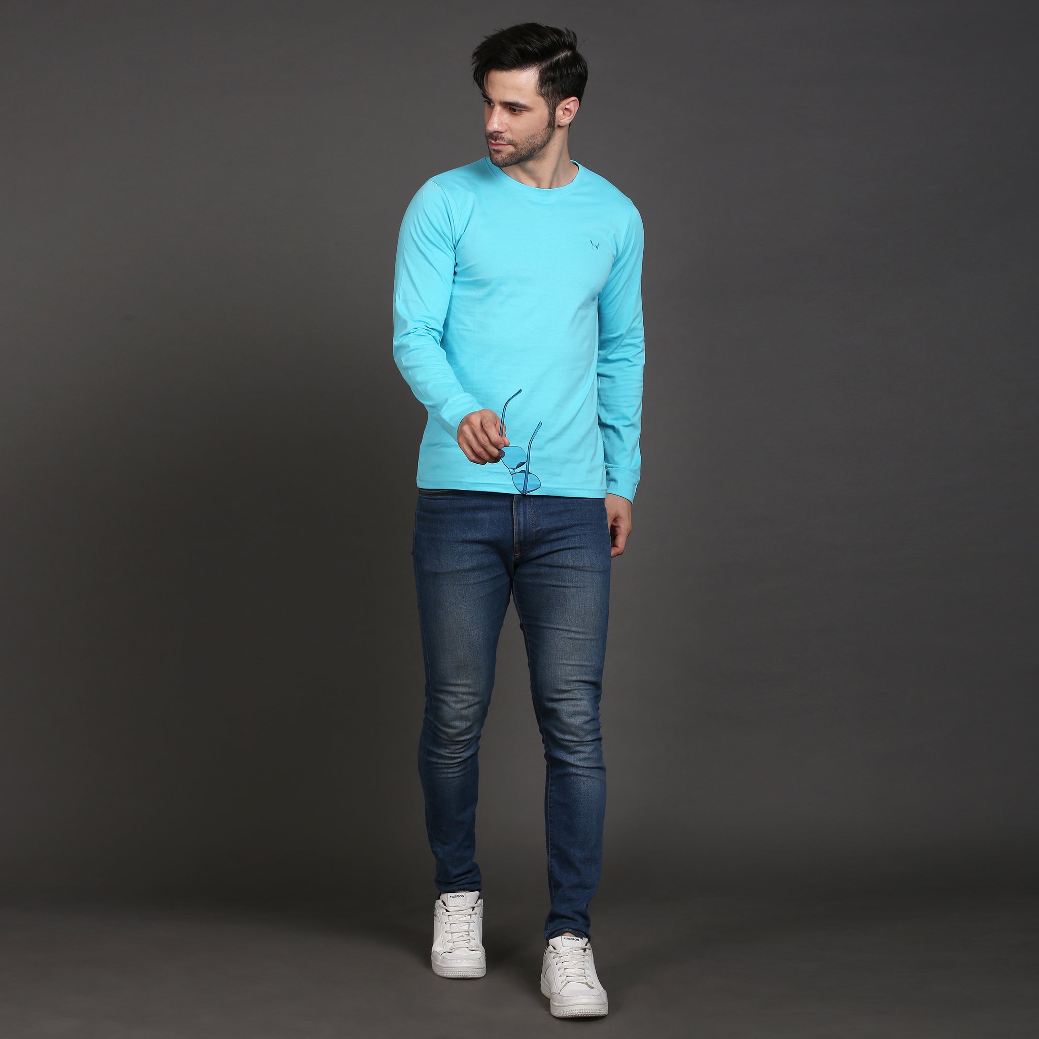 Solid full sleeve cotton tshirt