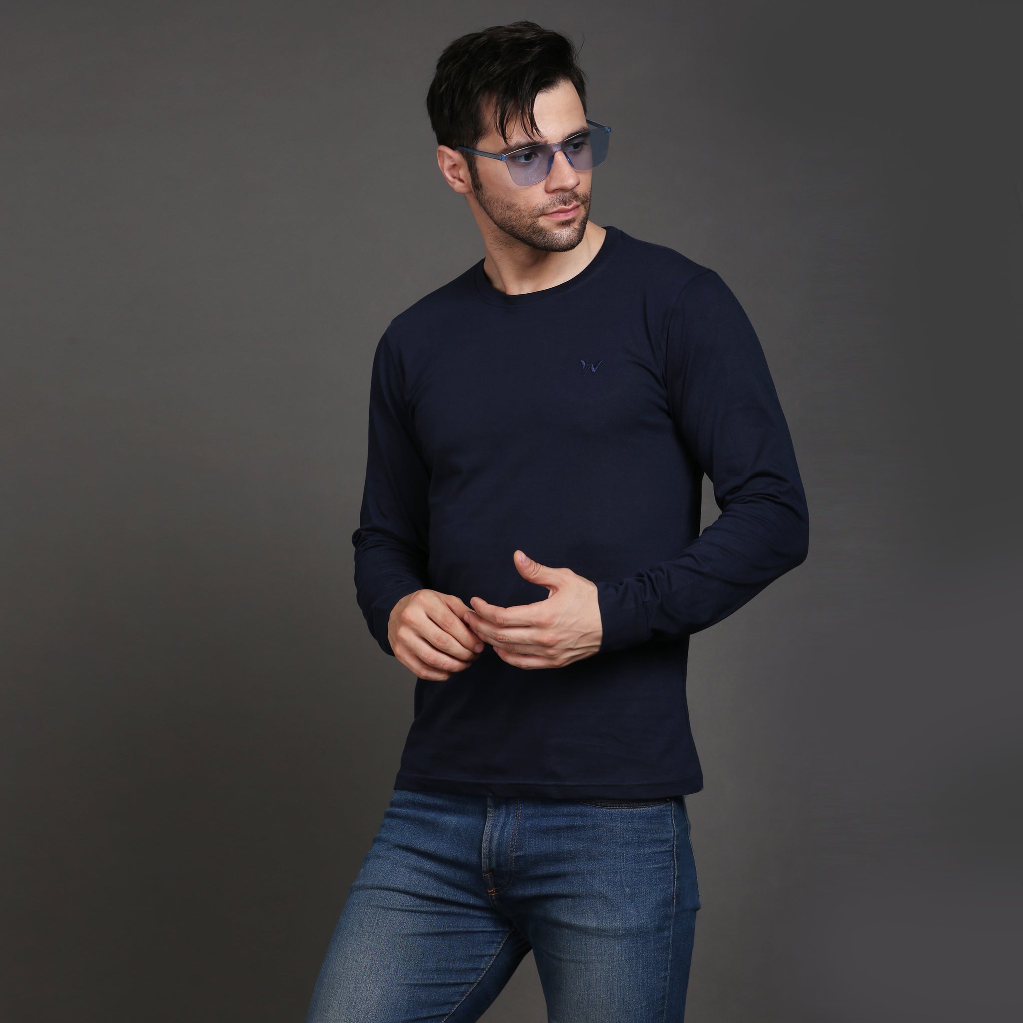 Solid full sleeve cotton tshirt
