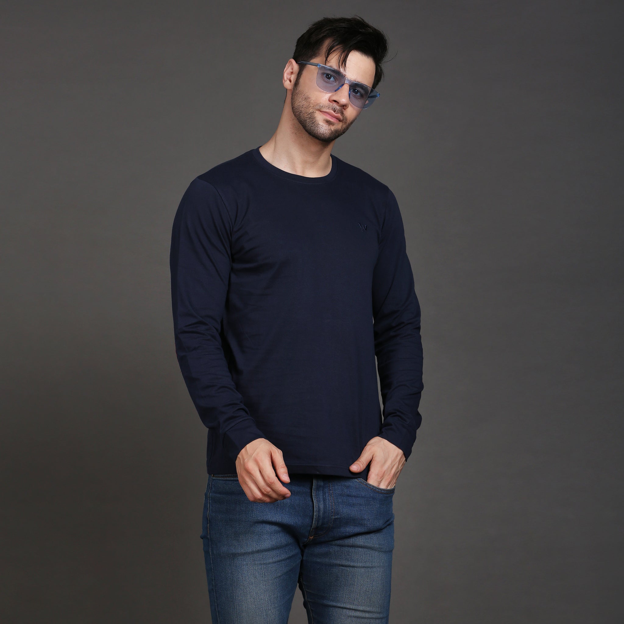 Solid full sleeve cotton tshirt