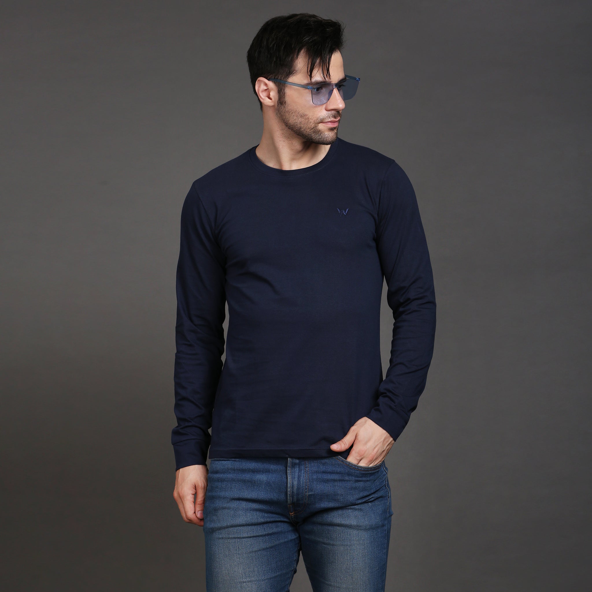 Solid full sleeve cotton tshirt