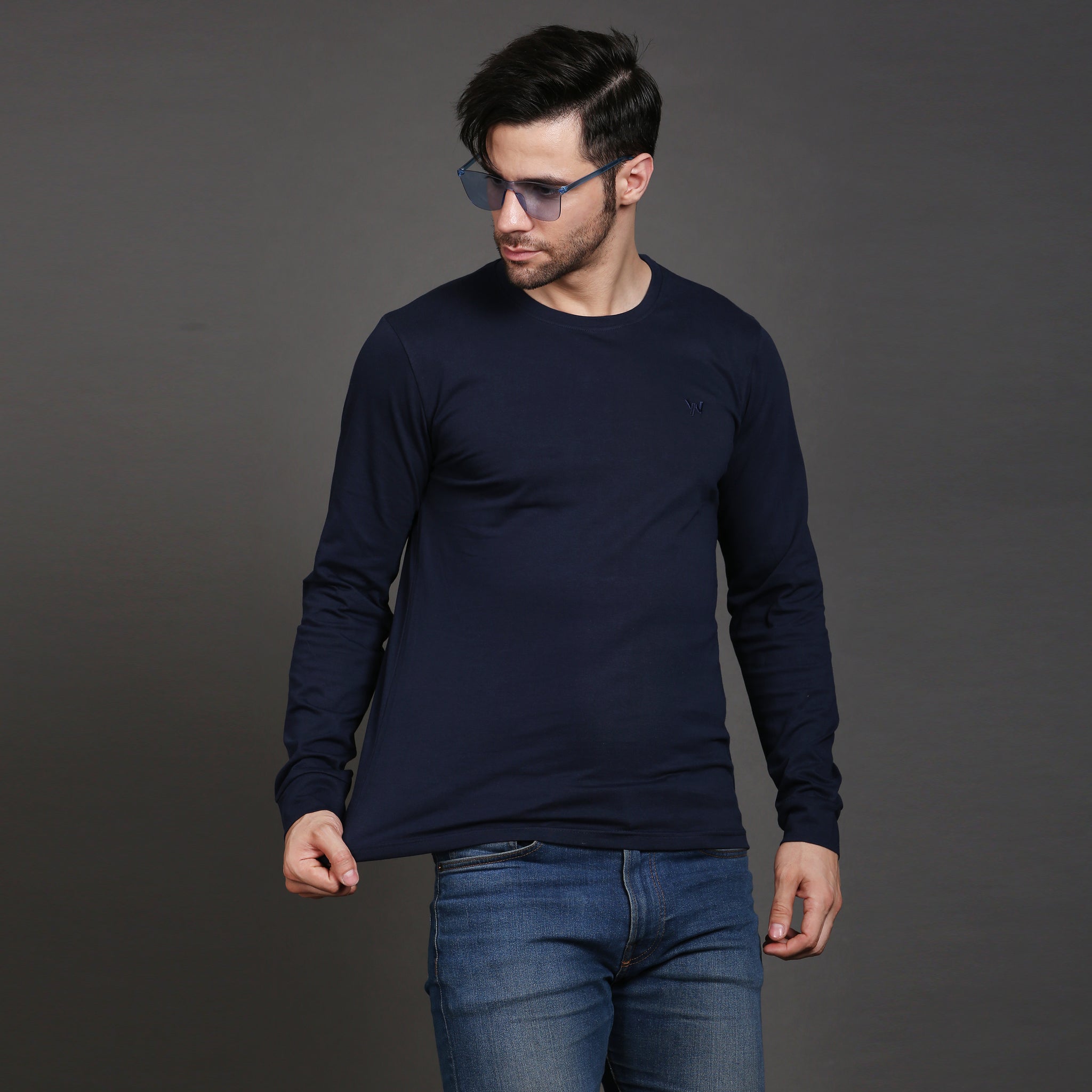 Solid full sleeve cotton tshirt