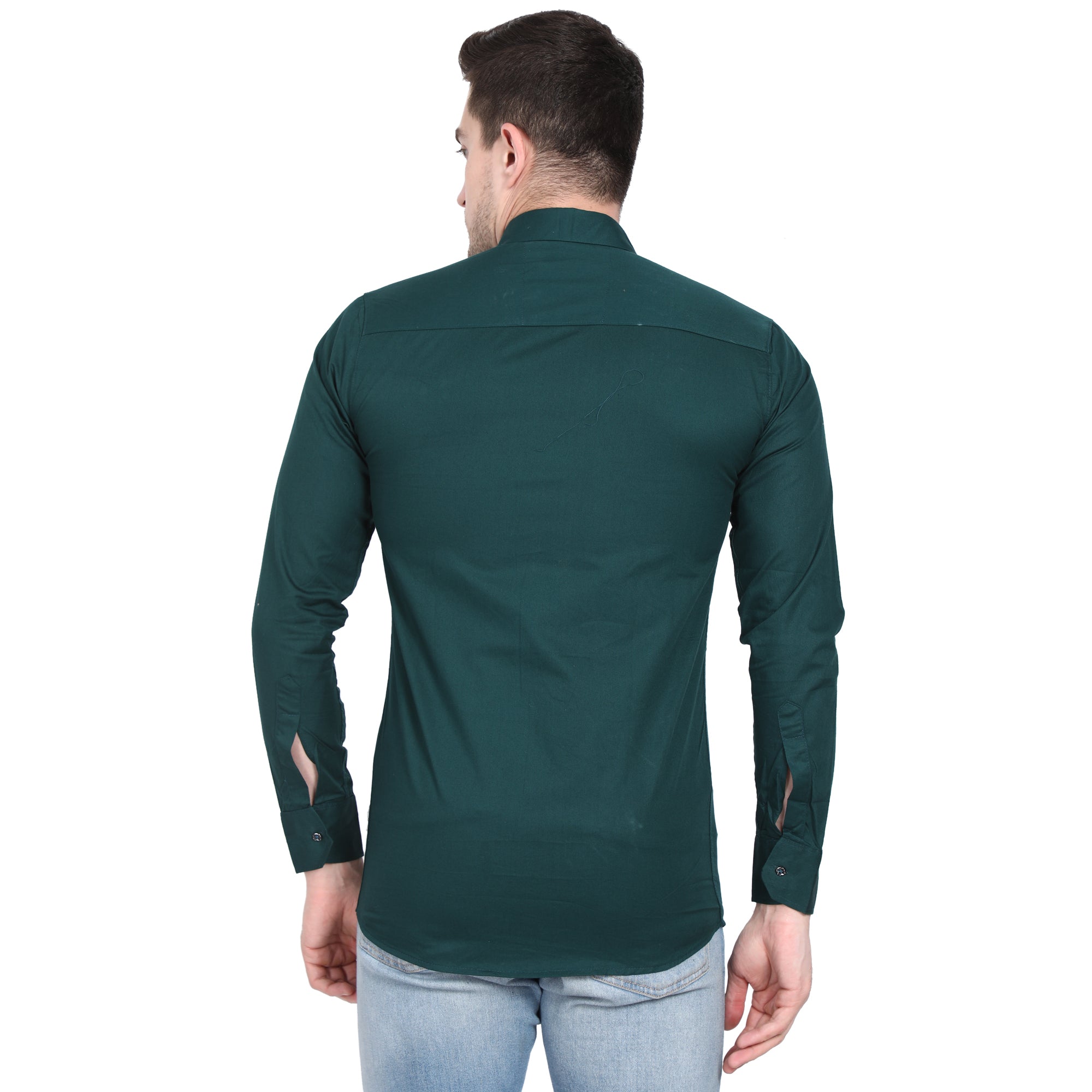 Men Casual Cotton Shirts - Bottle Green