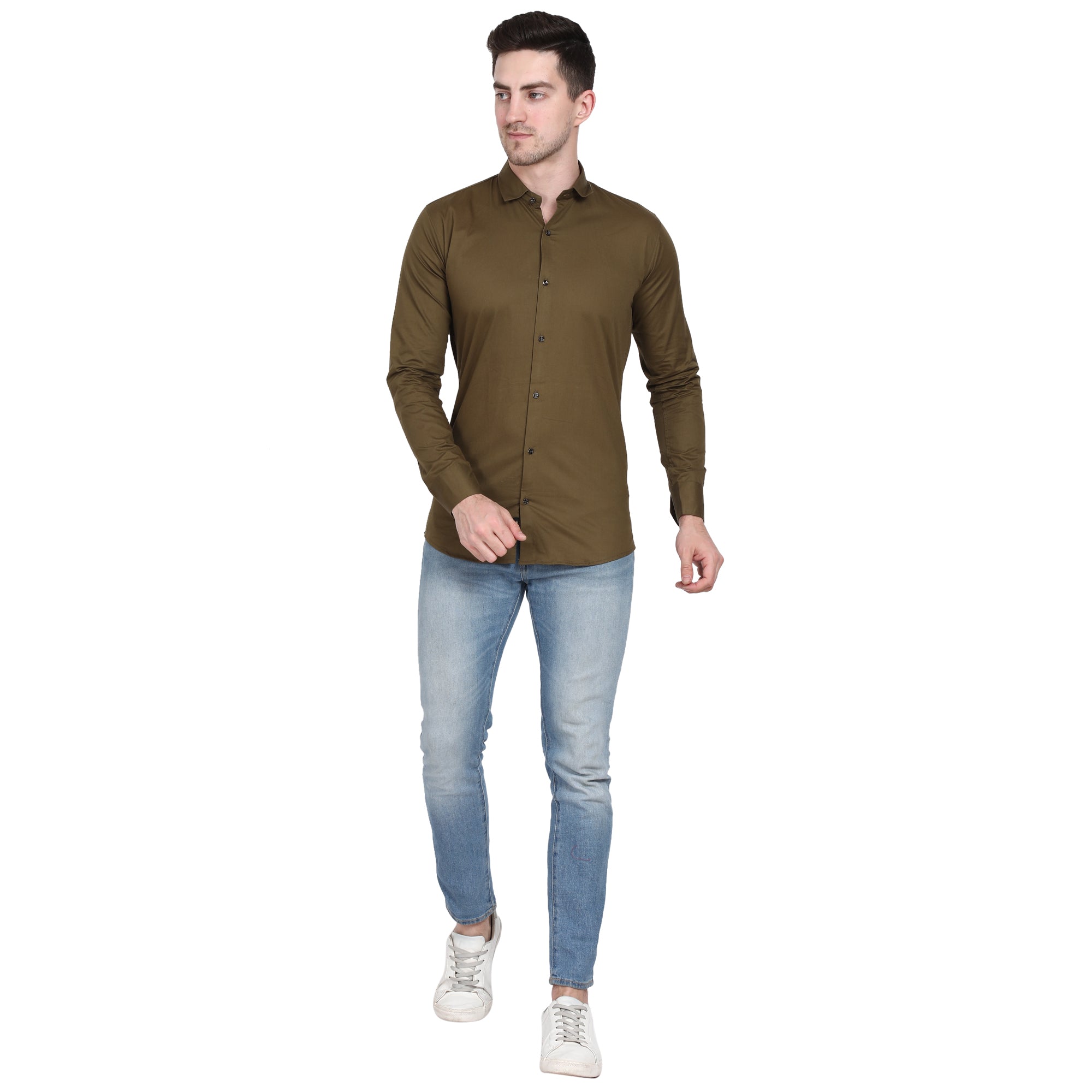 Men Casual Cotton Shirts - Brown Colour
