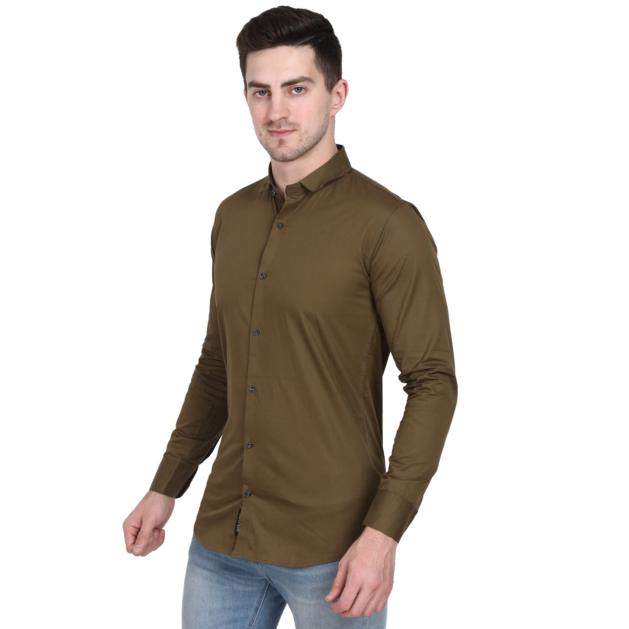 Men Casual Cotton Shirts - Brown Colour
