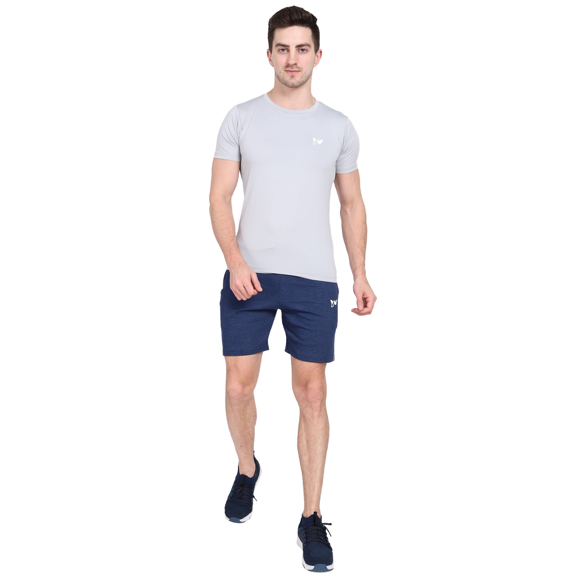 Men Heathered Shorts with insert pocket | Milange Blue Colour