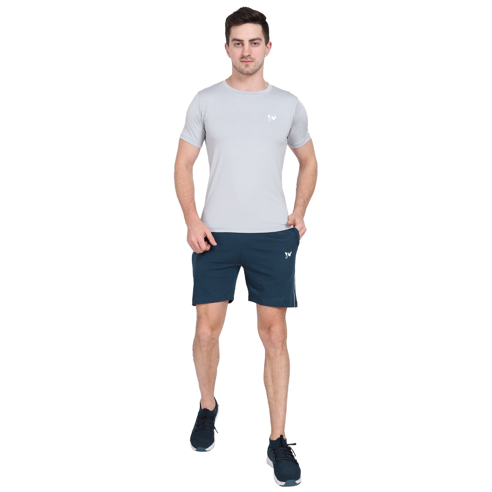 Men Heathered Shorts with insert pocket | Teal Colour