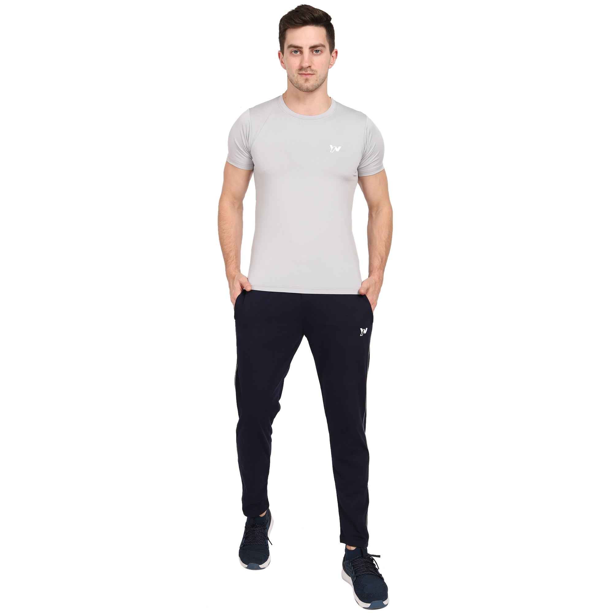 Men Cotton Straight Track Pants | Dark Navy Blue Colour