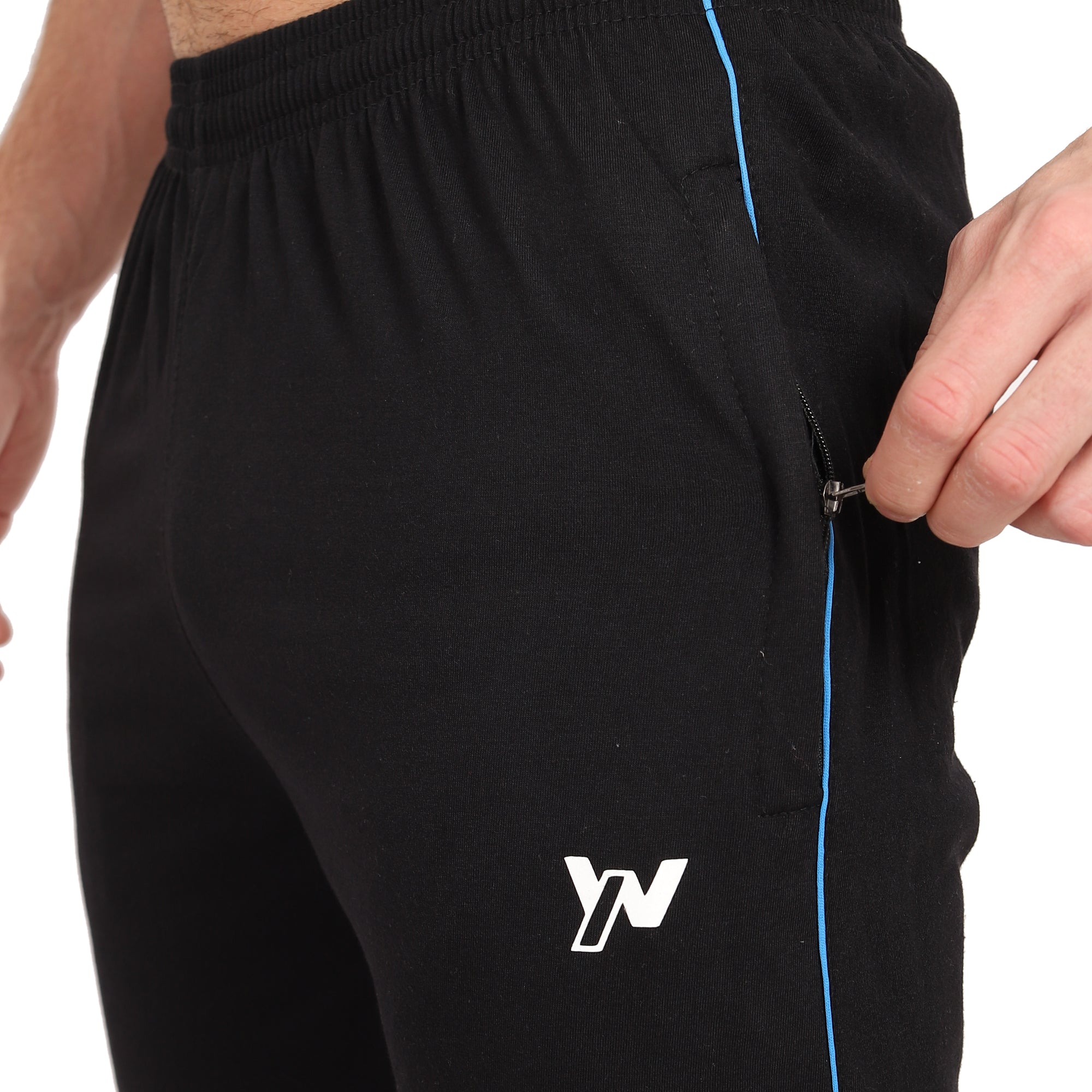 Men Cotton Straight Track Pants | Black Colour