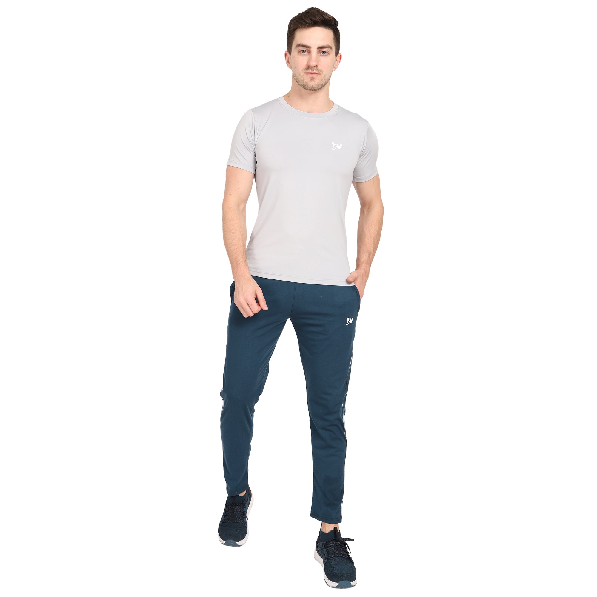 Men Cotton Straight Track Pants | Teal Colour