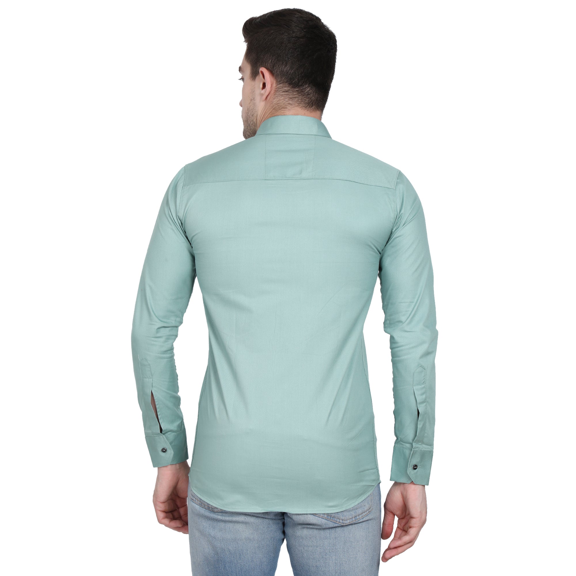 Men Casual Cotton Shirts - Light Green Colour