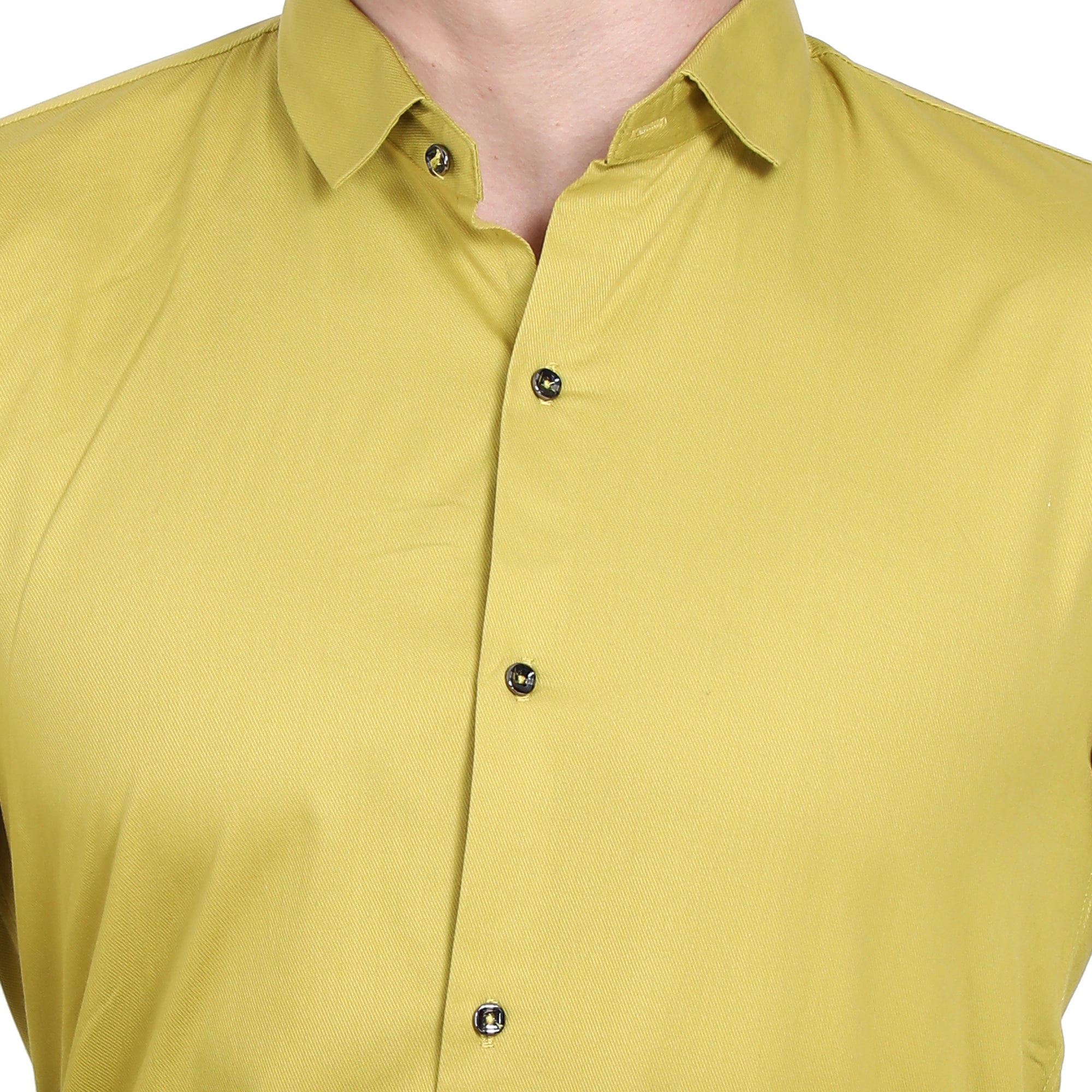 Men Casual Cotton Shirts - Mustard Yellow Colour